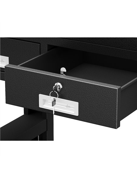 Professional Heavy Duty Steel Work Table with 3 Drawers, 1500x750 mm - Black, Ideal for Commercial Kitchens