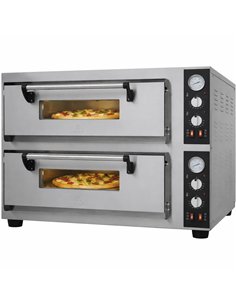 Professional Electric Pizza Oven with 2 Chambers, 500°C, 8.4kW, 400V for Commercial Kitchens - 500×500mm, 770×700×710mm, Mechani 2