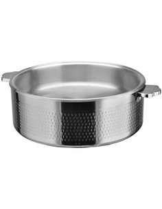 Professional Hammered Triple-Layer Stainless Steel 9.6L Casserole with Glass Lid, Silver Finish - Ideal for Commercial Kitchens 2