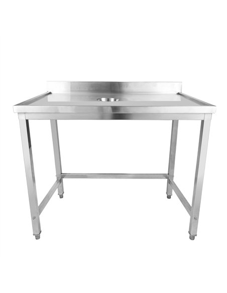 Professional Stainless Steel Waste Disposal Table with 4 Side Up Marine Edge Backsplash, 1800x600x950mm for Commercial Kitchens