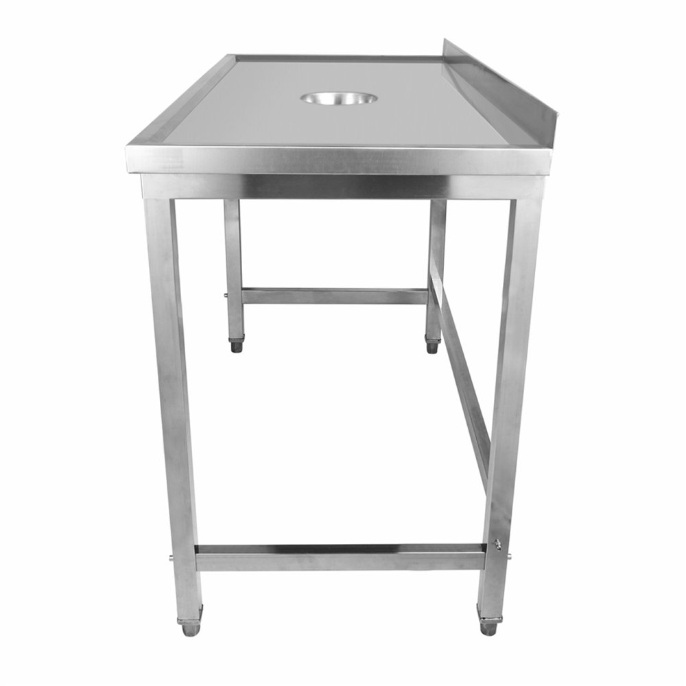 Professional Stainless Steel Waste Disposal Table with 4 Side Up Marine Edge Backsplash, 1800x600x950mm for Commercial Kitchens