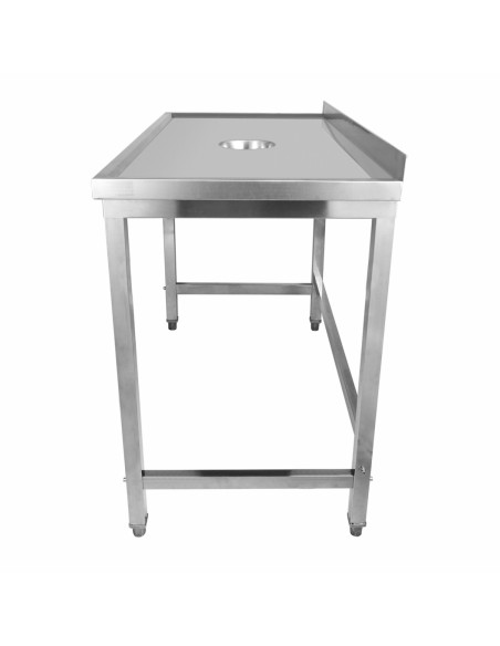 Professional Stainless Steel Waste Disposal Table with 4 Side Up Marine Edge Backsplash, 1800x600x950mm for Commercial Kitchens