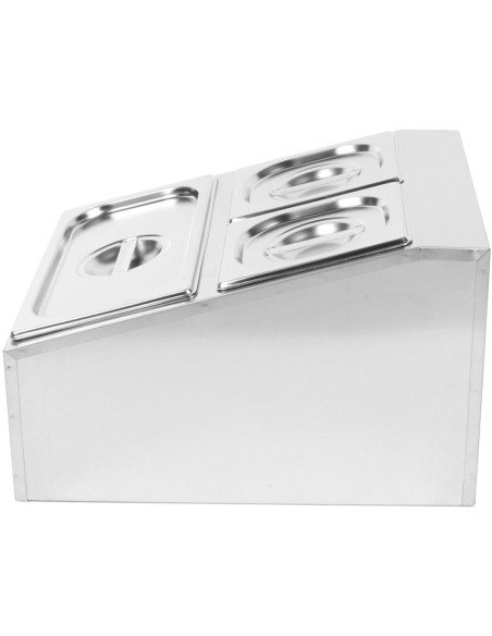 Commercial Condiment Holder including 2xGN1/6-100mm &amp 1xGN1/3-100mm containers with lids Stainless steel | Stalwart DA- CHD04