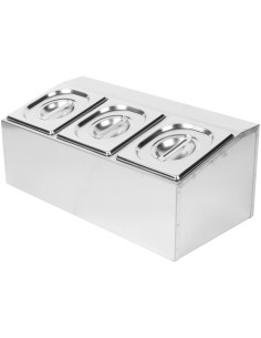 Commercial Condiment Holder including 3xGN1/6-100mm pans &amp lids | Stalwart DA- CHD03A