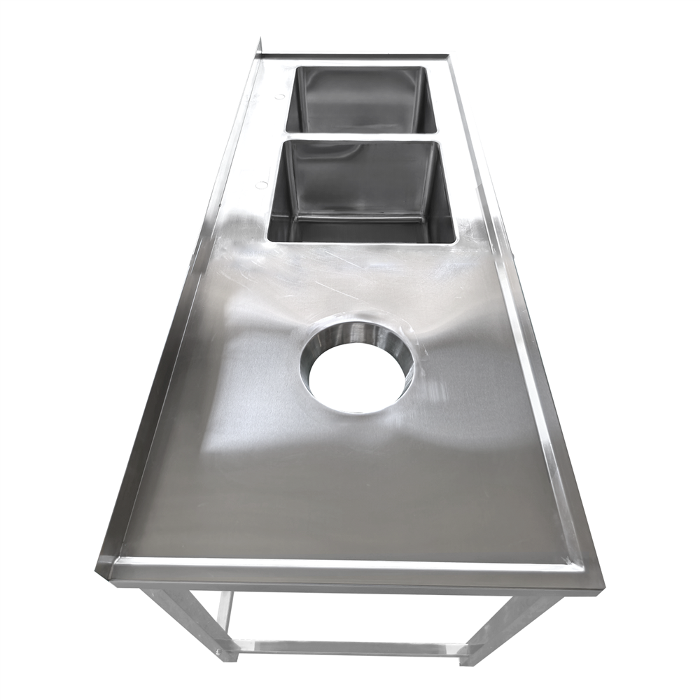 Professional Stainless Steel Double Sink with 2 Right Bowls, Left Scrapping Hole & Splashback for Commercial Kitchens, 2000x600x