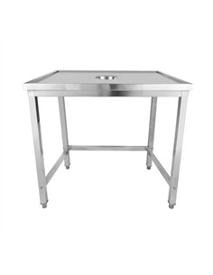 Professional Stainless Steel Waste Disposal Table with 4 Side Up Marine Edge, 1000x600x900mm - Ideal for Commercial Kitchens