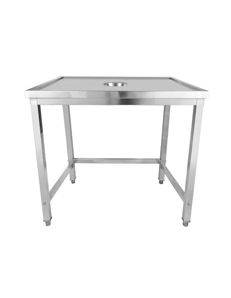 Professional Stainless Steel Waste Disposal Table with 4 Side Up Marine Edge, 1000x600x900mm - Ideal for Commercial Kitchens