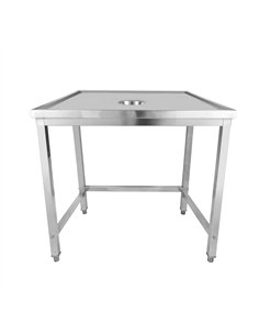 Professional Stainless Steel Waste Disposal Table with 4 Side Up Marine Edge, 1000x700x900mm - Ideal for Commercial Kitchens