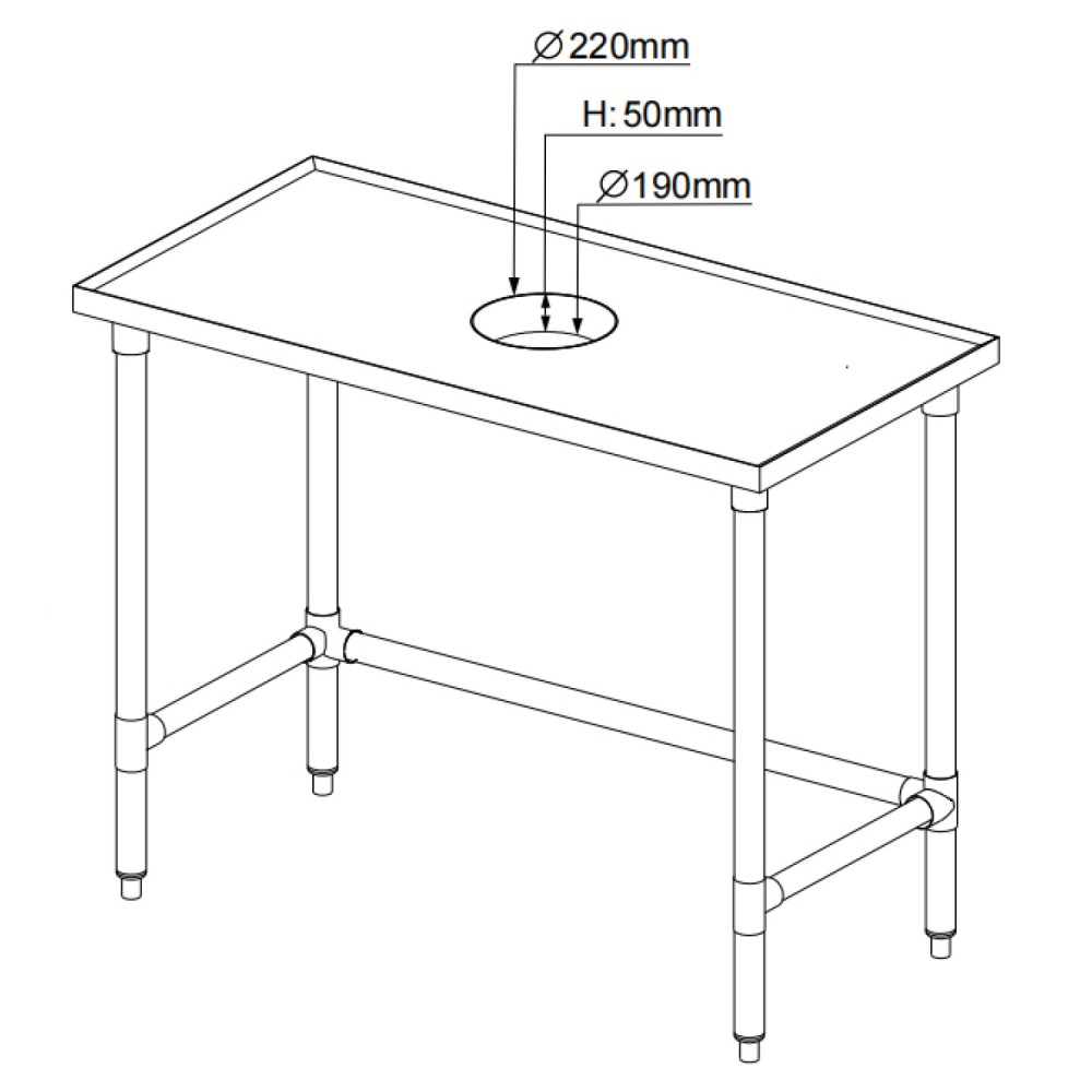 Professional Stainless Steel Waste Disposal Table with 4 Side Up Marine Edge, 1000x700x900mm - Ideal for Commercial Kitchens