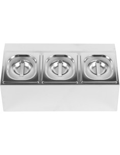 Commercial Condiment Holder including 3xGN1/6-100mm pans &amp lids | Stalwart DA- CHD03A 2