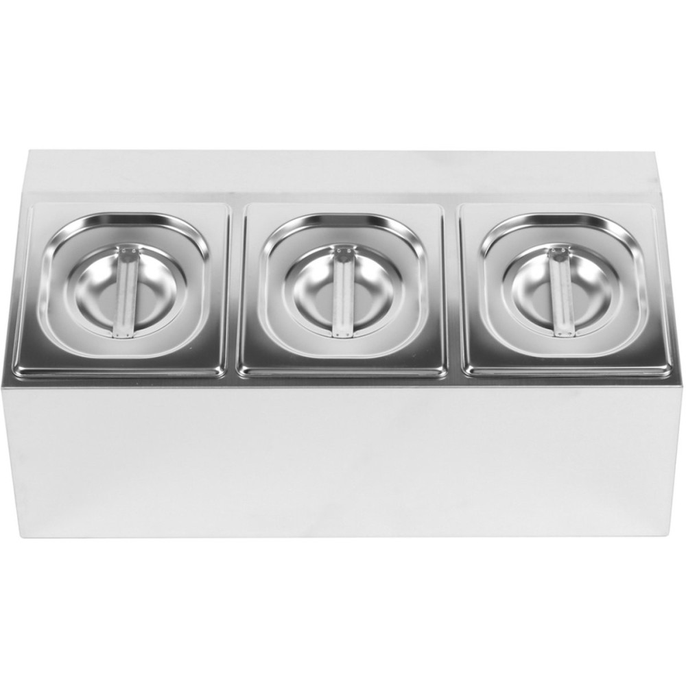 Commercial Condiment Holder including 3xGN1/6-100mm pans &amp lids | Stalwart DA- CHD03A