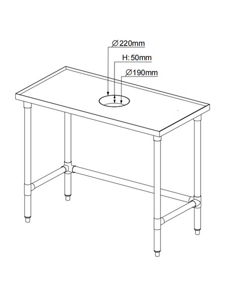 Professional Stainless Steel Waste Disposal Table with 4 Side Up Marine Edge Backsplash, Ideal for Commercial Kitchens, Size: 20