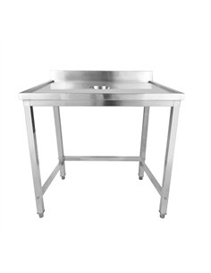Professional Stainless Steel Waste Disposal Table with 4 Side Up Marine Edge Backsplash 800x600x950mm for Commercial Kitchens