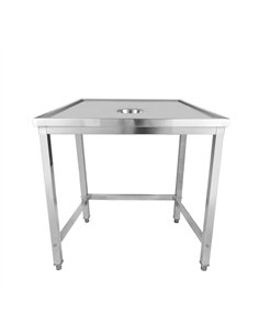 Professional Stainless Steel Waste Disposal Table with 4 Side Up Marine Edge 800x700x900mm for Commercial Kitchens