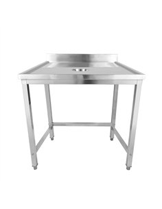 Professional Stainless Steel Waste Disposal Table with 4 Side Up Marine Edge Backsplash, 800x700x950mm - Ideal for Commercial Ki