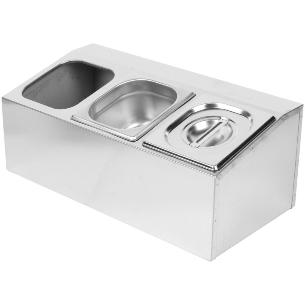 Commercial Condiment Holder including 3xGN1/6-100mm pans &amp lids | Stalwart DA- CHD03A