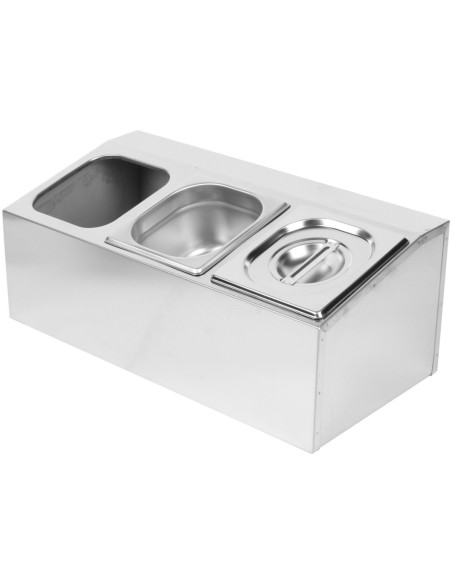 Commercial Condiment Holder including 3xGN1/6-100mm pans &amp lids | Stalwart DA- CHD03A