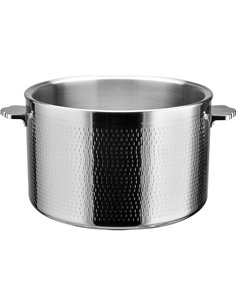 Professional Hammered Triple-Layer Stainless Steel 9.6L Casserole with Glass Lid, Silver Finish - Ideal for Commercial Kitchens 2