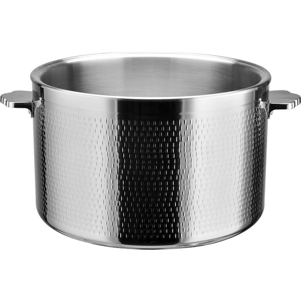 Professional Hammered Triple-Layer Stainless Steel 9.6L Casserole with Glass Lid, Silver Finish - Ideal for Commercial Kitchens