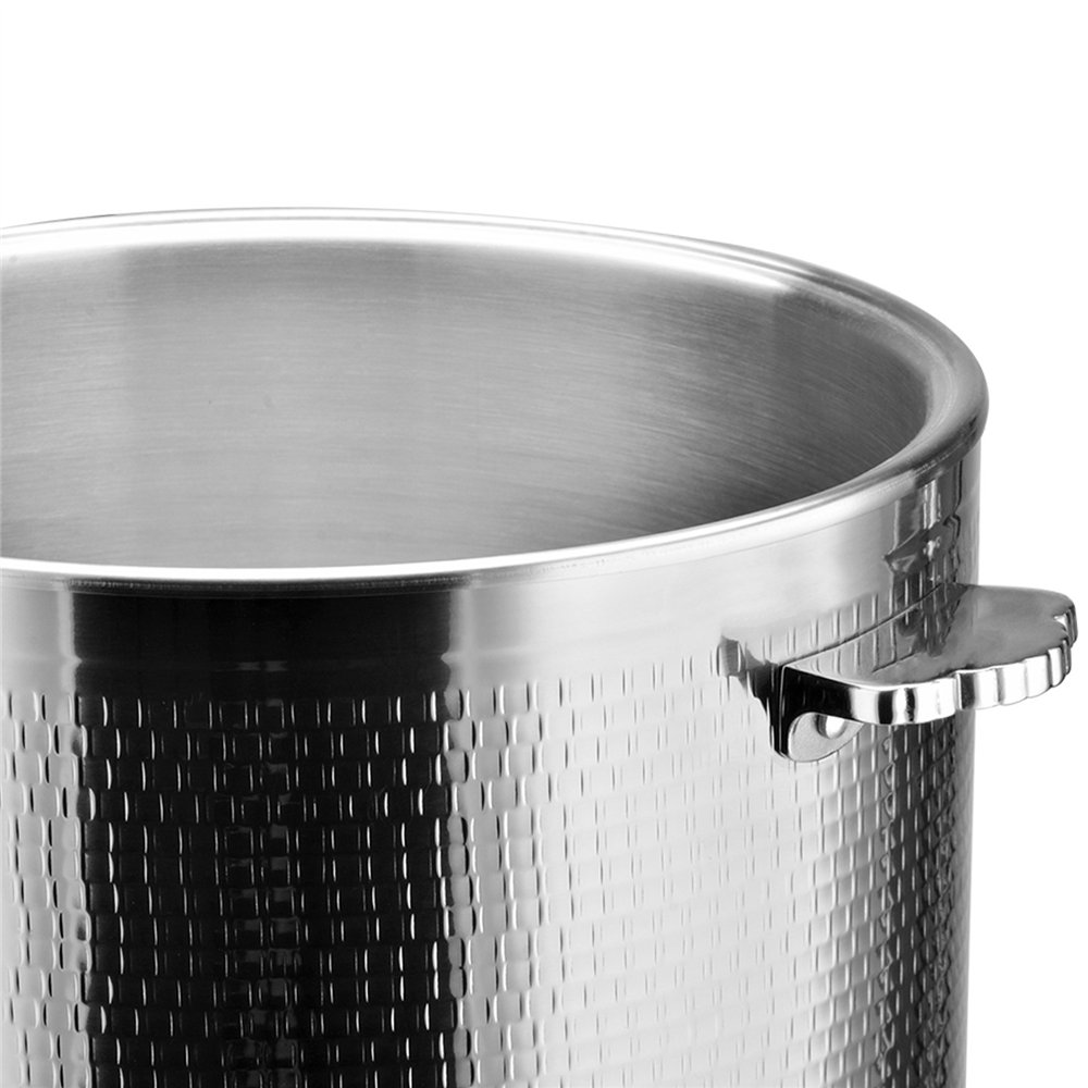 Professional Hammered Triple-Layer Stainless Steel 9.6L Casserole with Glass Lid, Silver Finish - Ideal for Commercial Kitchens