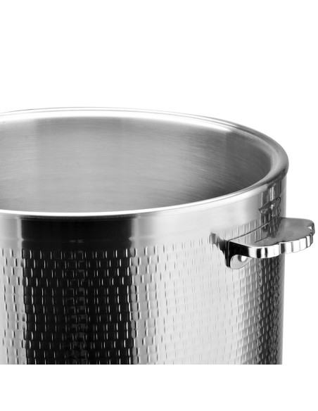 Professional Hammered Triple-Layer Stainless Steel 9.6L Casserole with Glass Lid, Silver Finish - Ideal for Commercial Kitchens
