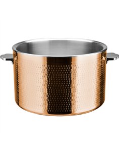 Professional Hammered Triple-Layer Stainless Steel 9.6L Casserole with Glass Lid, Copper Finish - Ideal for Commercial Kitchens, 2