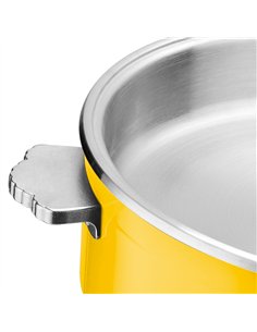 Professional Triple-Layer Stainless Steel 4.5L Casserole with Glass Lid, Yellow - Ideal for Commercial Kitchens, Φ320×H120mm 2