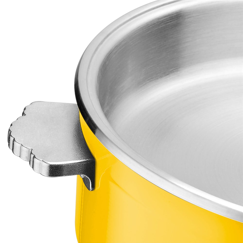 Professional Triple-Layer Stainless Steel 4.5L Casserole with Glass Lid, Yellow - Ideal for Commercial Kitchens, Φ320×H120mm