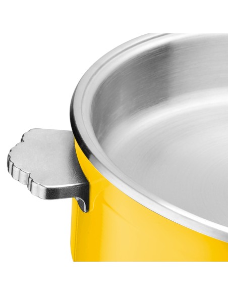Professional Triple-Layer Stainless Steel 4.5L Casserole with Glass Lid, Yellow - Ideal for Commercial Kitchens, Φ320×H120mm
