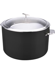 Professional Hammered Triple-Layer Stainless Steel 16.8L Casserole with Glass Lid, Black - Ideal for Commercial Kitchens, Φ320×