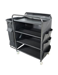 Professional Stainless Steel Laundry Trolley with Shelves – 1110×490×1125mm Black, Ideal for Catering Businesses