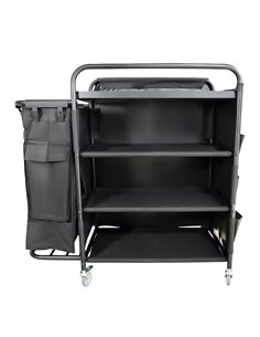 Professional Stainless Steel Laundry Trolley with Shelves – 1110×490×1125mm Black, Ideal for Catering Businesses 2