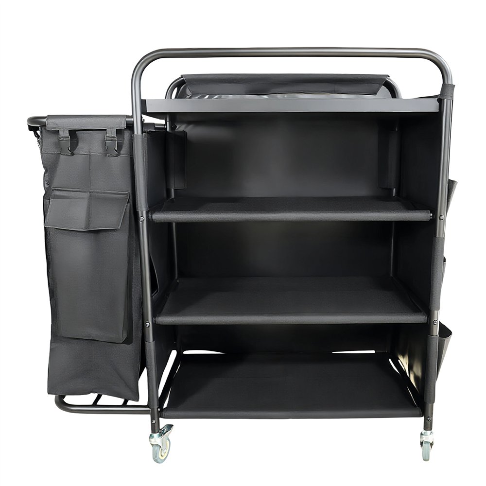 Professional Stainless Steel Laundry Trolley with Shelves – 1110×490×1125mm Black, Ideal for Catering Businesses