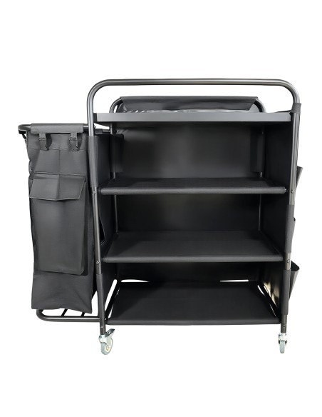 Professional Stainless Steel Laundry Trolley with Shelves – 1110×490×1125mm Black, Ideal for Catering Businesses