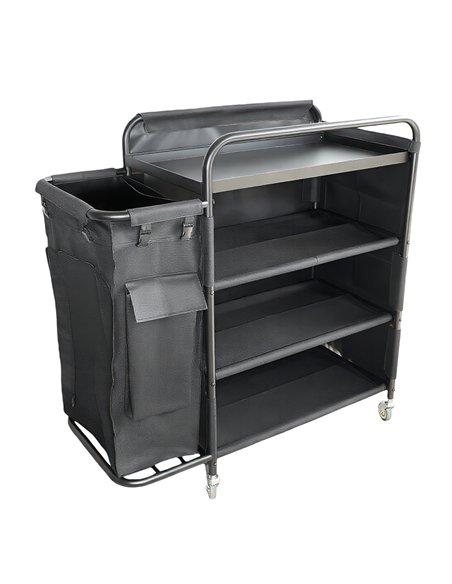 Professional Stainless Steel Laundry Trolley with Shelves – 1110×490×1125mm Black, Ideal for Catering Businesses