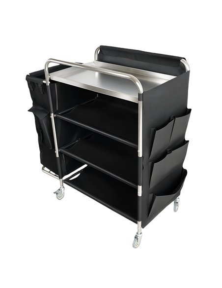 Professional Stainless Steel Laundry Trolley with Shelves – 1110×490×1125mm Silver for Commercial Kitchens