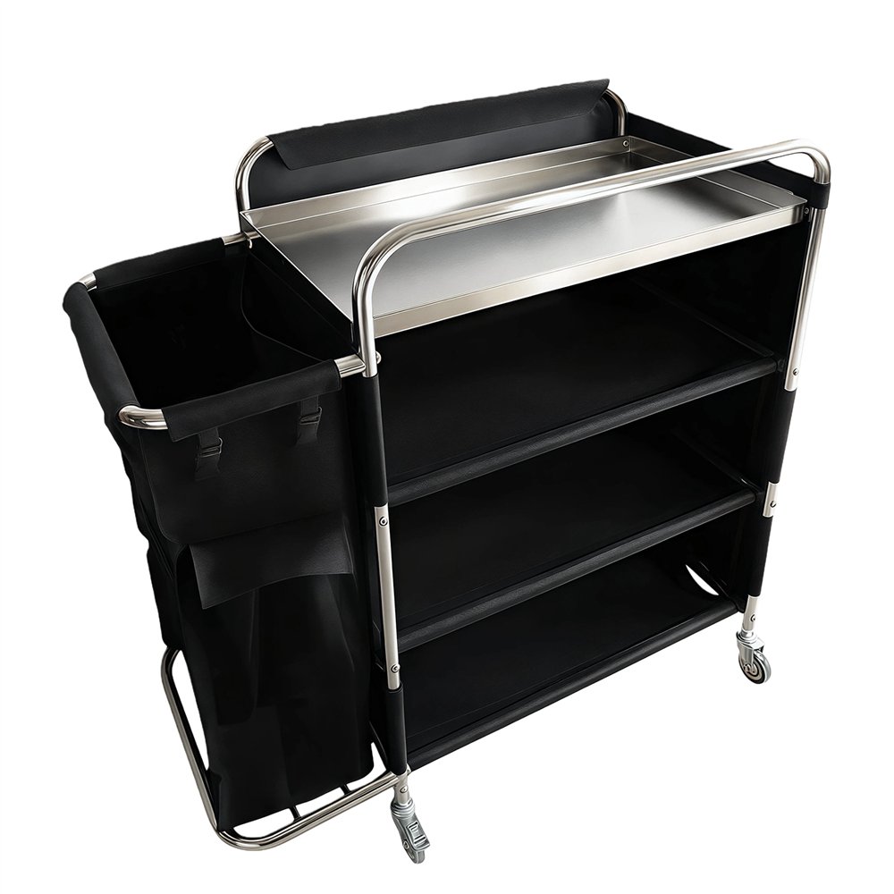 Professional Stainless Steel Laundry Trolley with Shelves – 1110×490×1125mm Silver for Commercial Kitchens