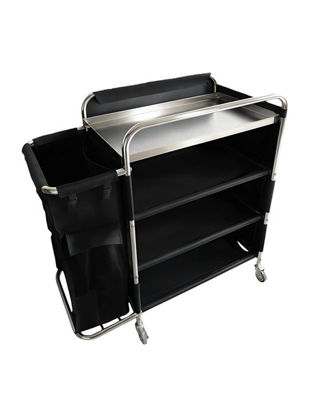 Professional Stainless Steel Laundry Trolley with Shelves – 1110×490×1125mm Silver for Commercial Kitchens