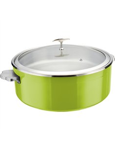 Professional Triple-Layer Stainless Steel 4.5L Casserole with Glass Lid, Green - Ideal for Commercial Kitchens