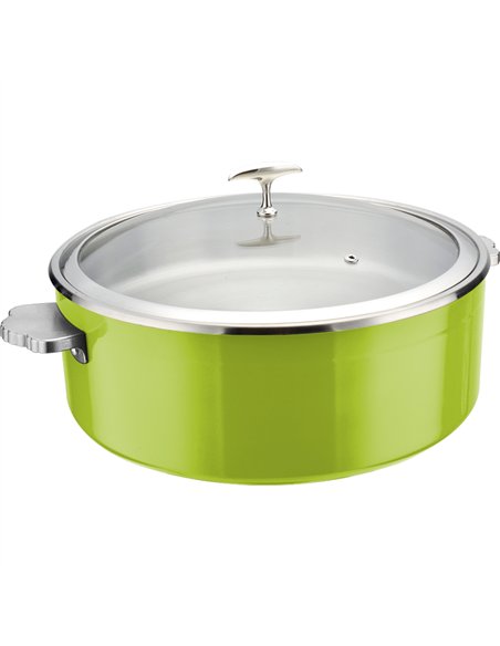 Professional Triple-Layer Stainless Steel 4.5L Casserole with Glass Lid, Green - Ideal for Commercial Kitchens