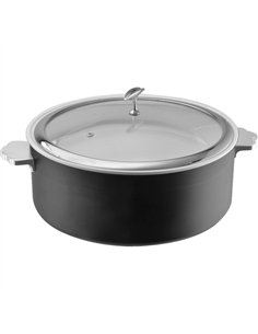 Professional Triple-Layer Stainless Steel 4.5L Casserole with Glass Lid, Black - Ideal for Commercial Kitchens, Φ320×H120mm