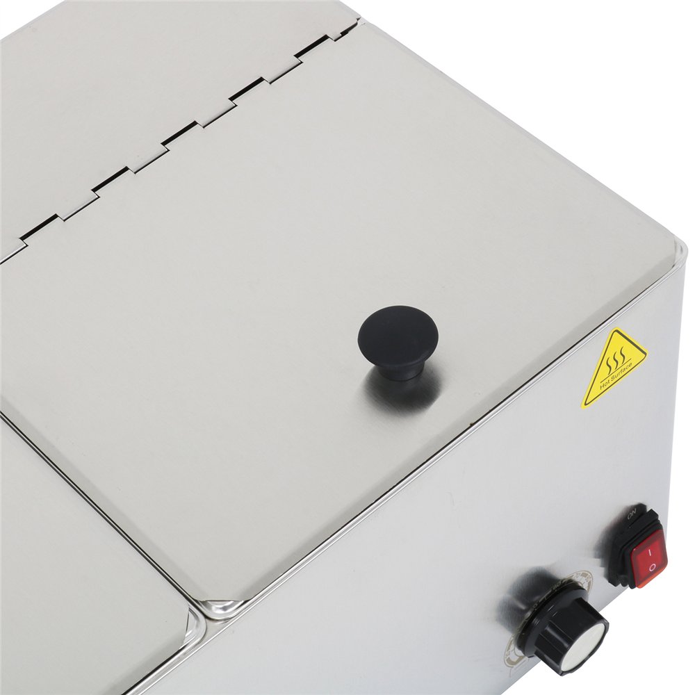 Professional Hot Dog / Sausage Warmer with Hinged Covers, 2 x 8 Litres - Ideal for Commercial Kitchens