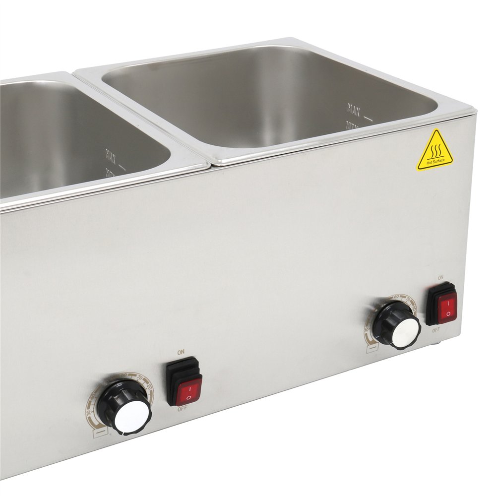 Professional Hot Dog / Sausage Warmer with Hinged Covers, 2 x 8 Litres - Ideal for Commercial Kitchens