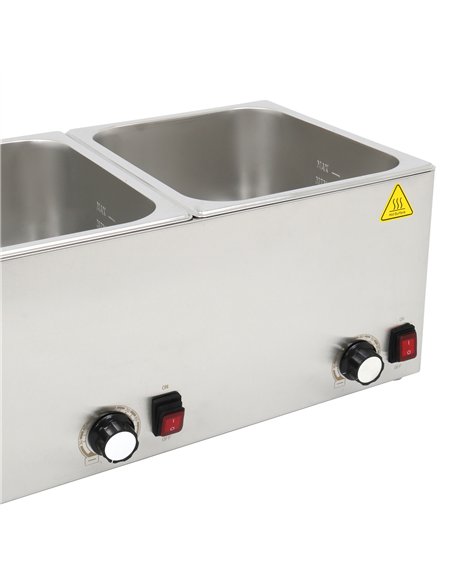 Professional Hot Dog / Sausage Warmer with Hinged Covers, 2 x 8 Litres - Ideal for Commercial Kitchens