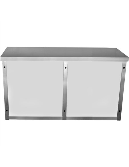 Professional Stainless Steel Wall Cabinet Cupboard with Glass Doors 1500x400x650mm for Commercial Kitchens