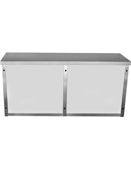 Professional Stainless Steel Wall Cabinet Cupboard with Glass Doors 1600x400x650mm for Commercial Kitchens
