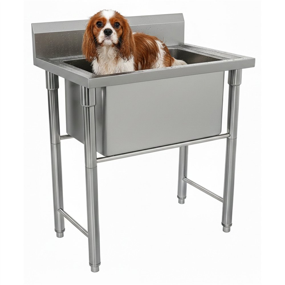 Professional Stainless Steel Pet Grooming Bath Tub with Drainer Set for Catering Businesses