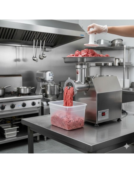 Professional Commercial Electric Meat Grinder/Mincer in Stainless Steel for High-Demand Kitchens - 440×220×460mm Size
