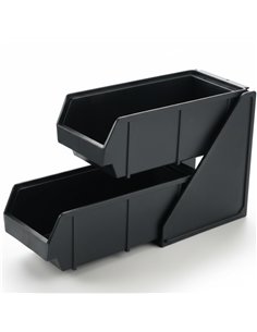 Professional 2 Tier Black Polypropylene Storage Organizer for High-Demand Commercial Kitchens, Dimensions 143x240x420mm