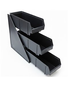 Professional 3 Tier Black Polypropylene Storage Organizer, 143x350x500mm Size, Ideal for Busy Commercial Kitchens 2